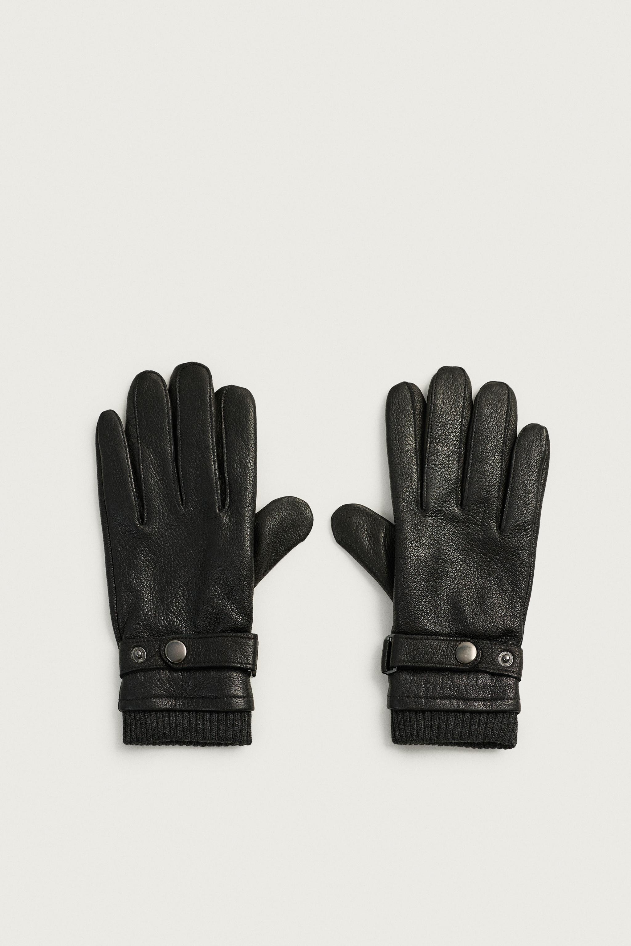COMBINED LEATHER AND KNIT GLOVES