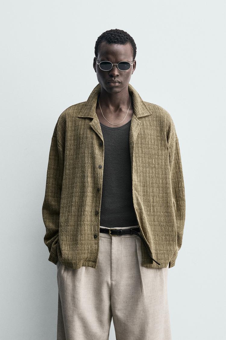 ZARA CREASED-EFFECT TEXTURED SHIRT