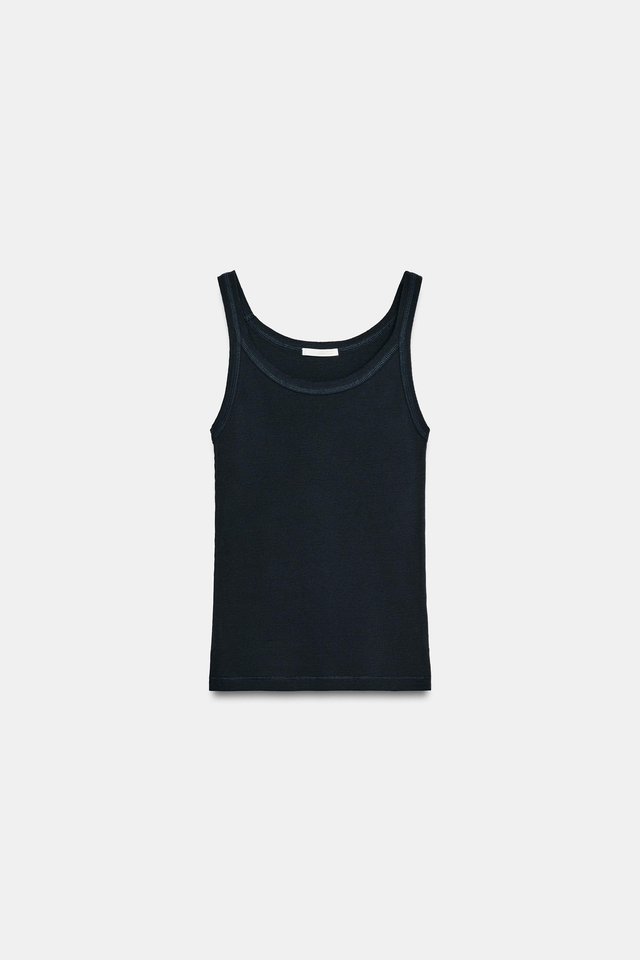 リブ編みコットンタンクトップ - ネイビーブルー | ZARA Japan / 日本 リブ編みコットンタンクトップ - ネイビーブルー | ZARA Japan / 日本