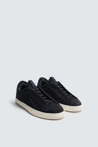 LEATHER TRAINERS - Blue by Zara