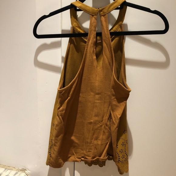 BROWN HALTER TOP EYELET DETAIL FAUX SUEDE LOOK BUTTON CLOSURE SIZE SMALL - Image 5
