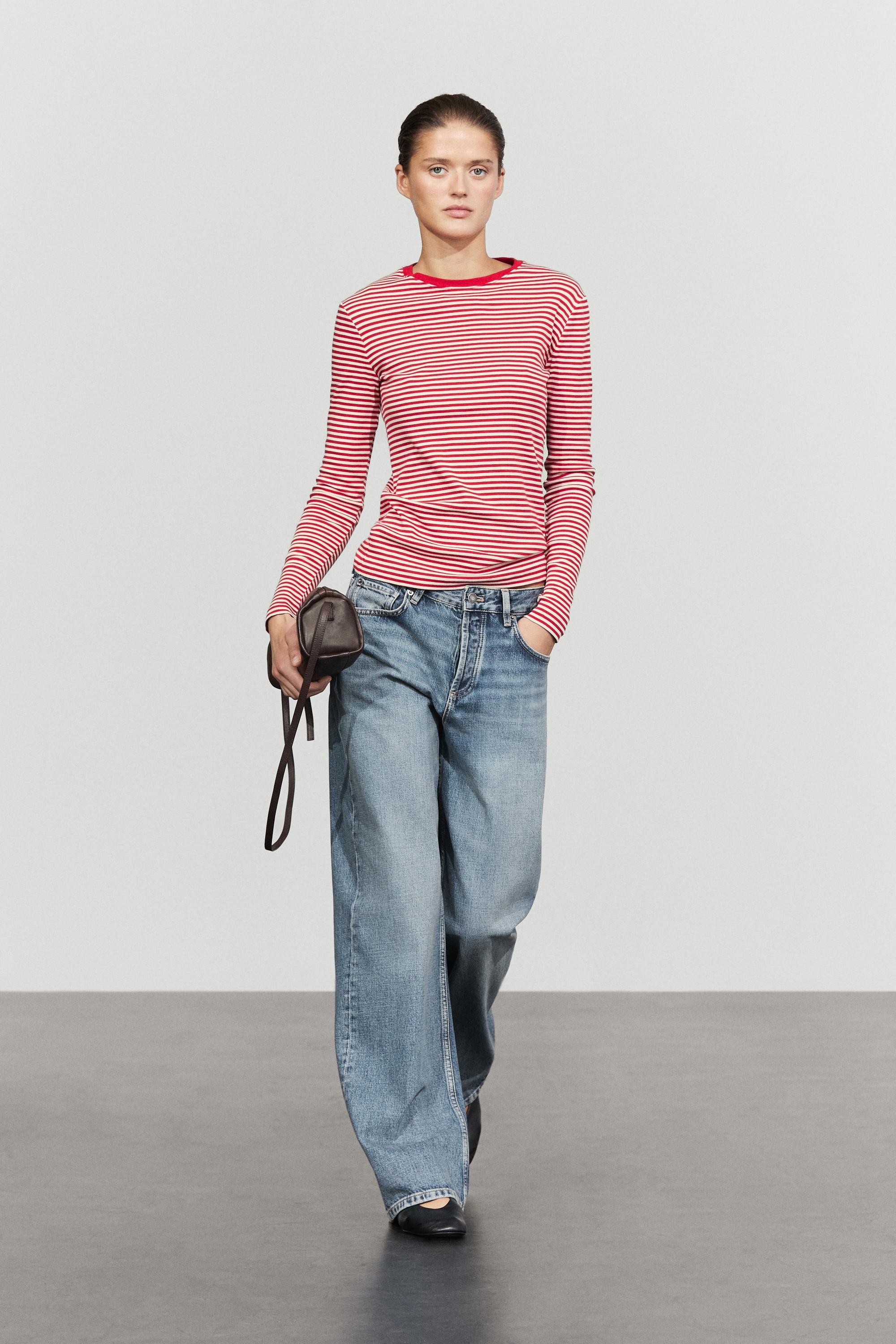 100% cotton long sleeve striped T-shirt