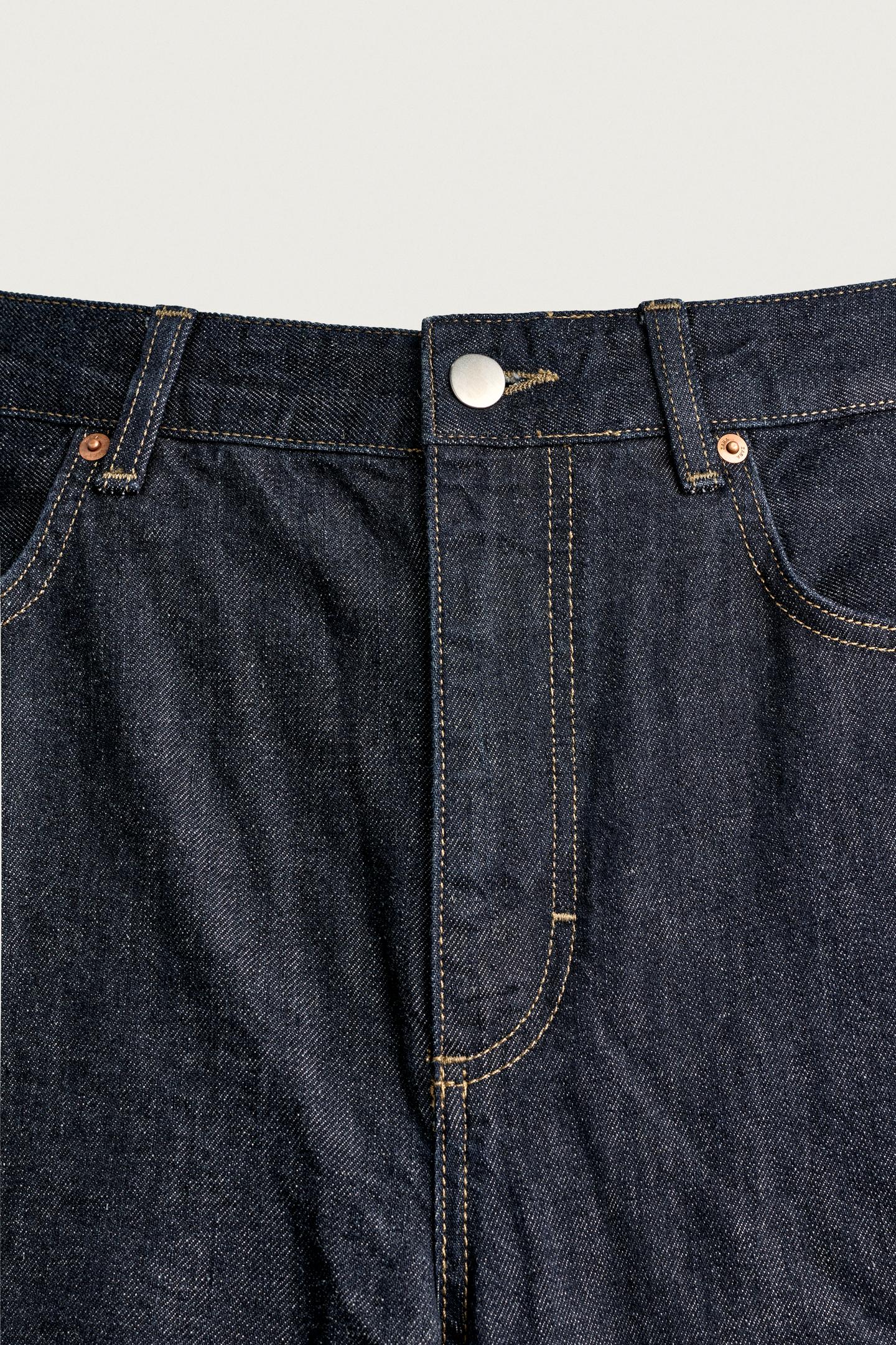 Мужские джинсы Zara Straight Fit, цвет: Тёмный индиго — фото 9