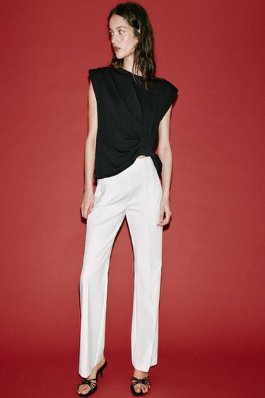 Zara HIGH-WAISTED PANTS - White