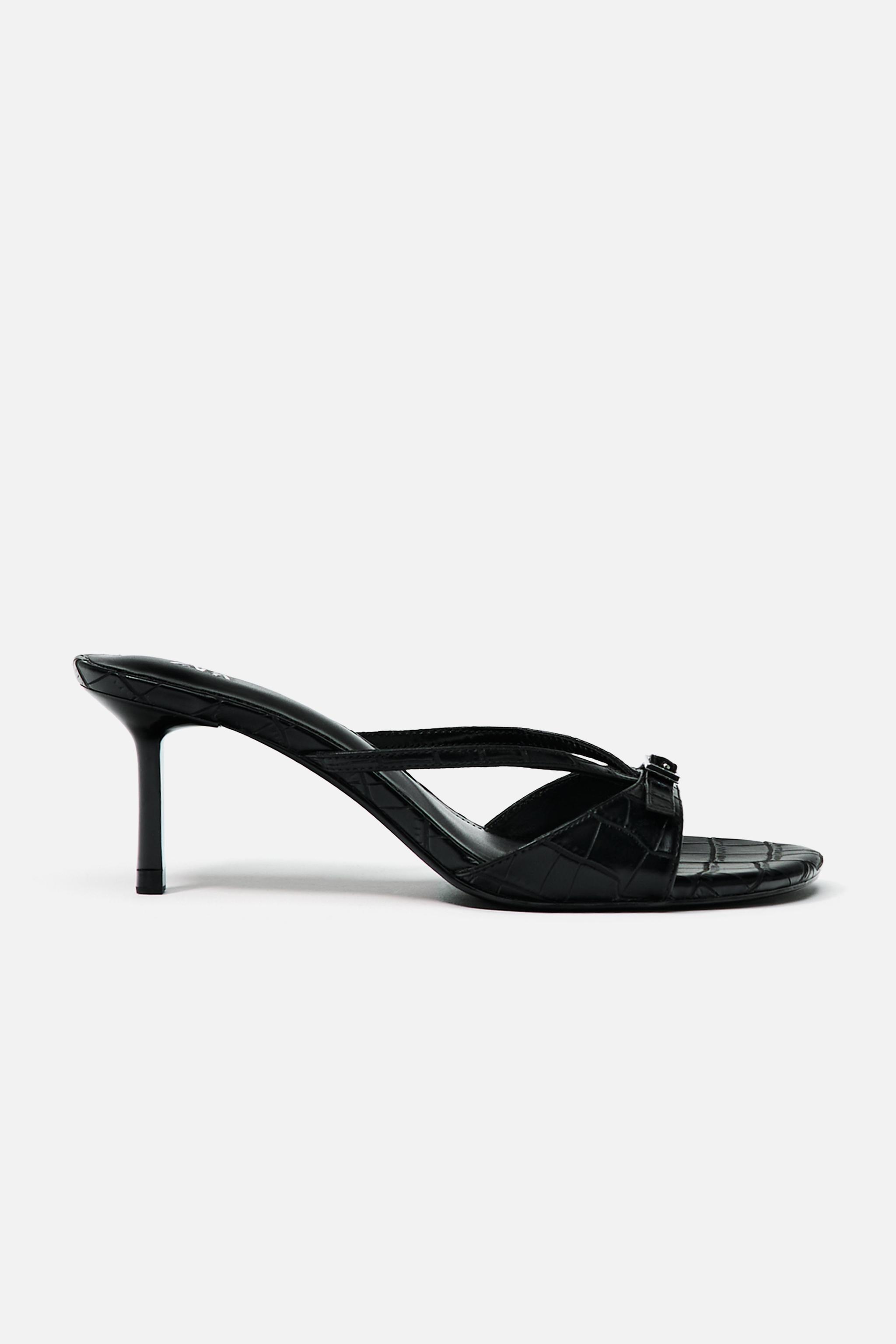 【ZARA】レザー ハイヒール サンダル 50TH ANNIVERSARY ストラップ レザーサンダル 50TH ANNIVERSARY - ブラック | ZARA