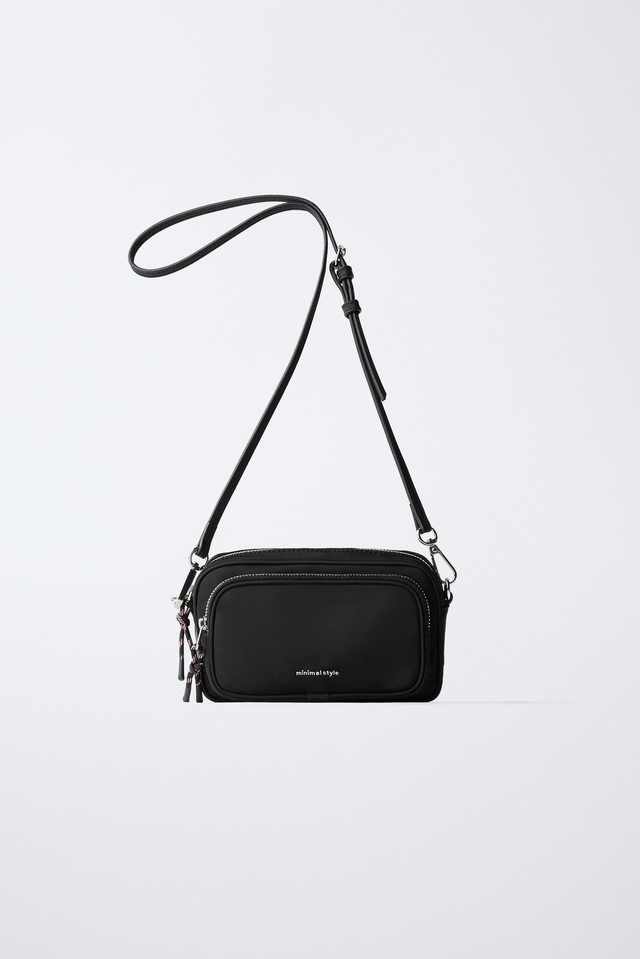 back number ブラックバッグ 幾何学模様ストラップ ナイロンクロスボディバッグ - ブラック | ZARA Japan / 日本