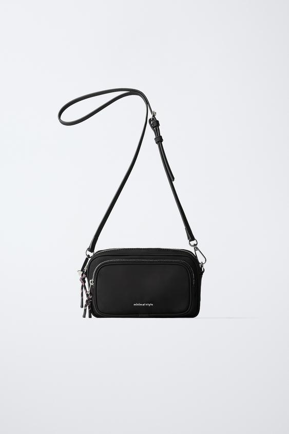 BOLSA A TIRACOLO DE NYLON - Preto da Zara - Imagem 0