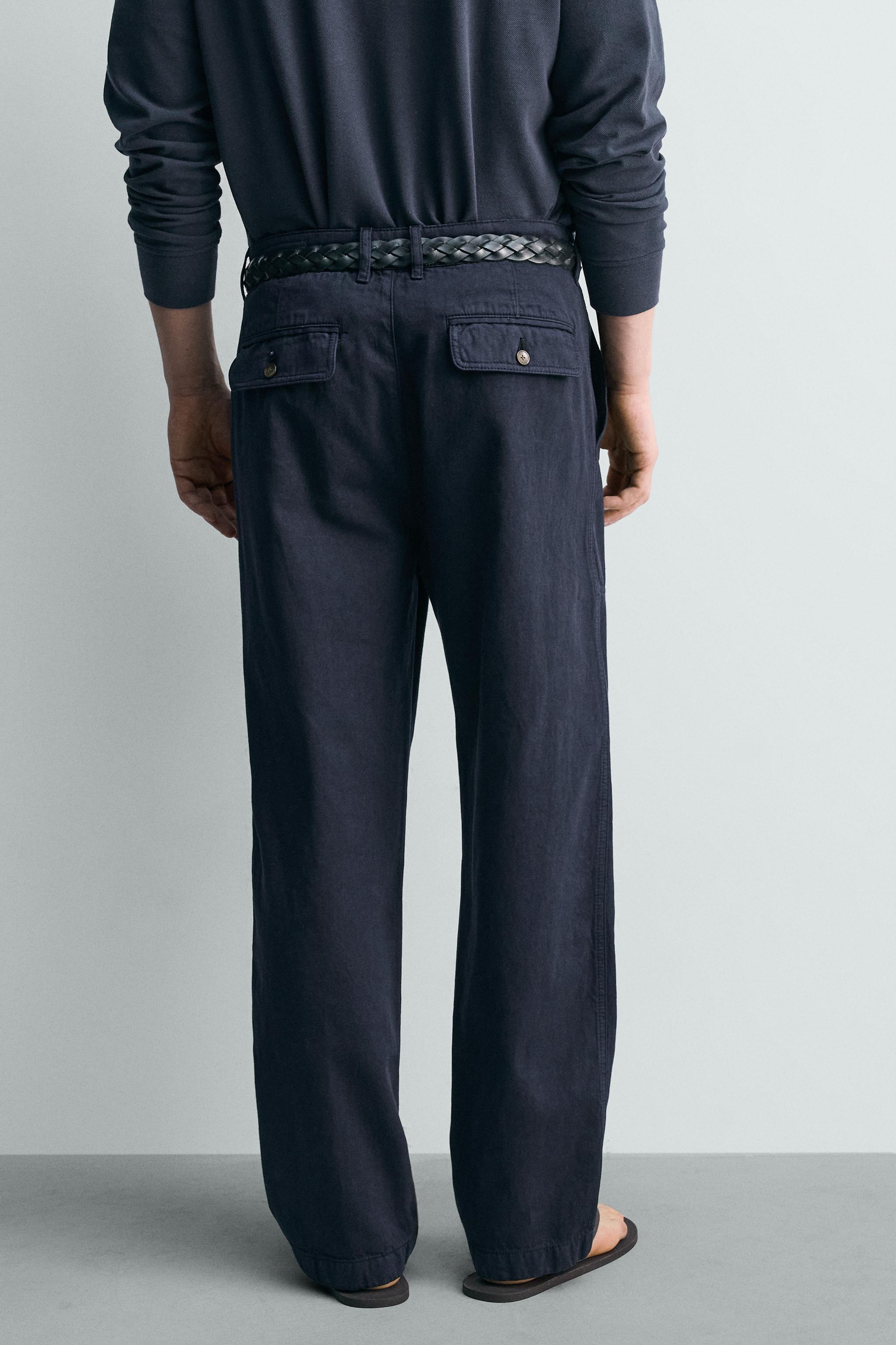 かなら WASHED STRAIGHT FIT PANTS - Blue | ZARA Canada