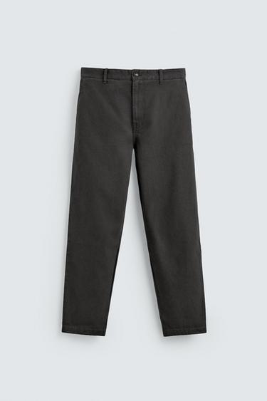 بنطلون تشينو STRAIGHT FIT - رمادي الخاص بـ Zara