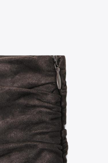 JUPE-CULOTTE EFFET DAIM À VOLANTS - Marron de Zara - Image 2