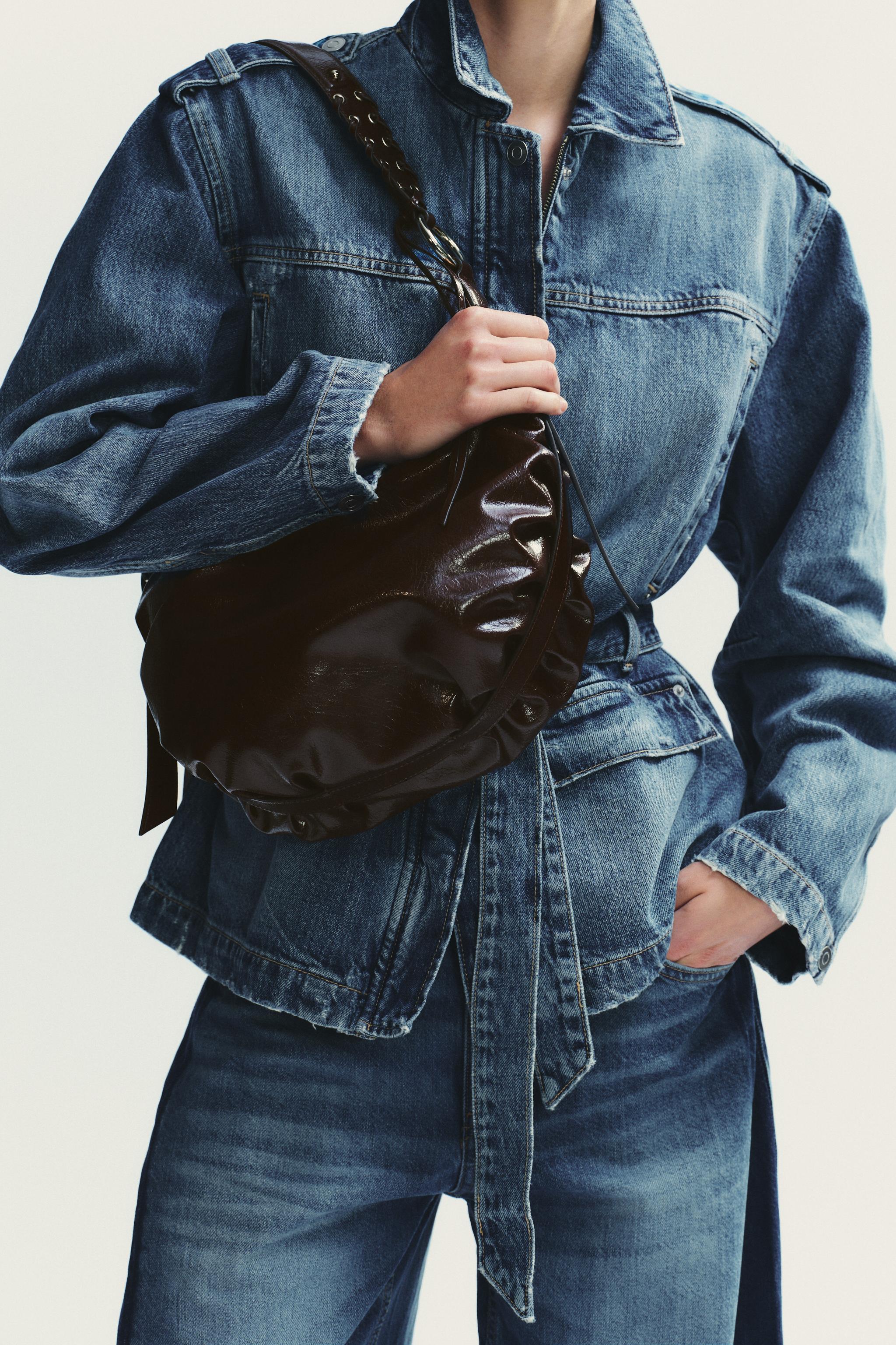 ☆ドイツ発*ZARA*新作*パテントショルダーバッグ/BLUE☆ Zara | Bags | Zara Patchwork Denim Mini City Bag Denim Blue