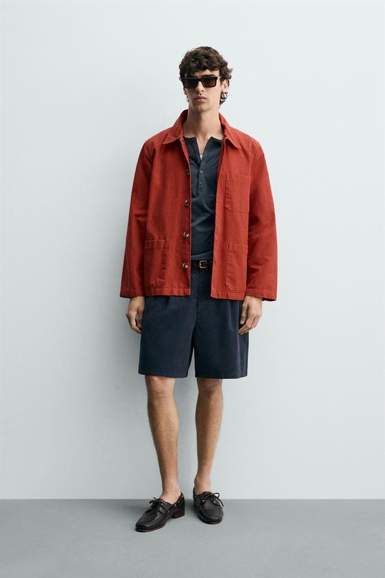 WASHED REGULAR FIT OVERSHIRT - Red by Zara - Image 0