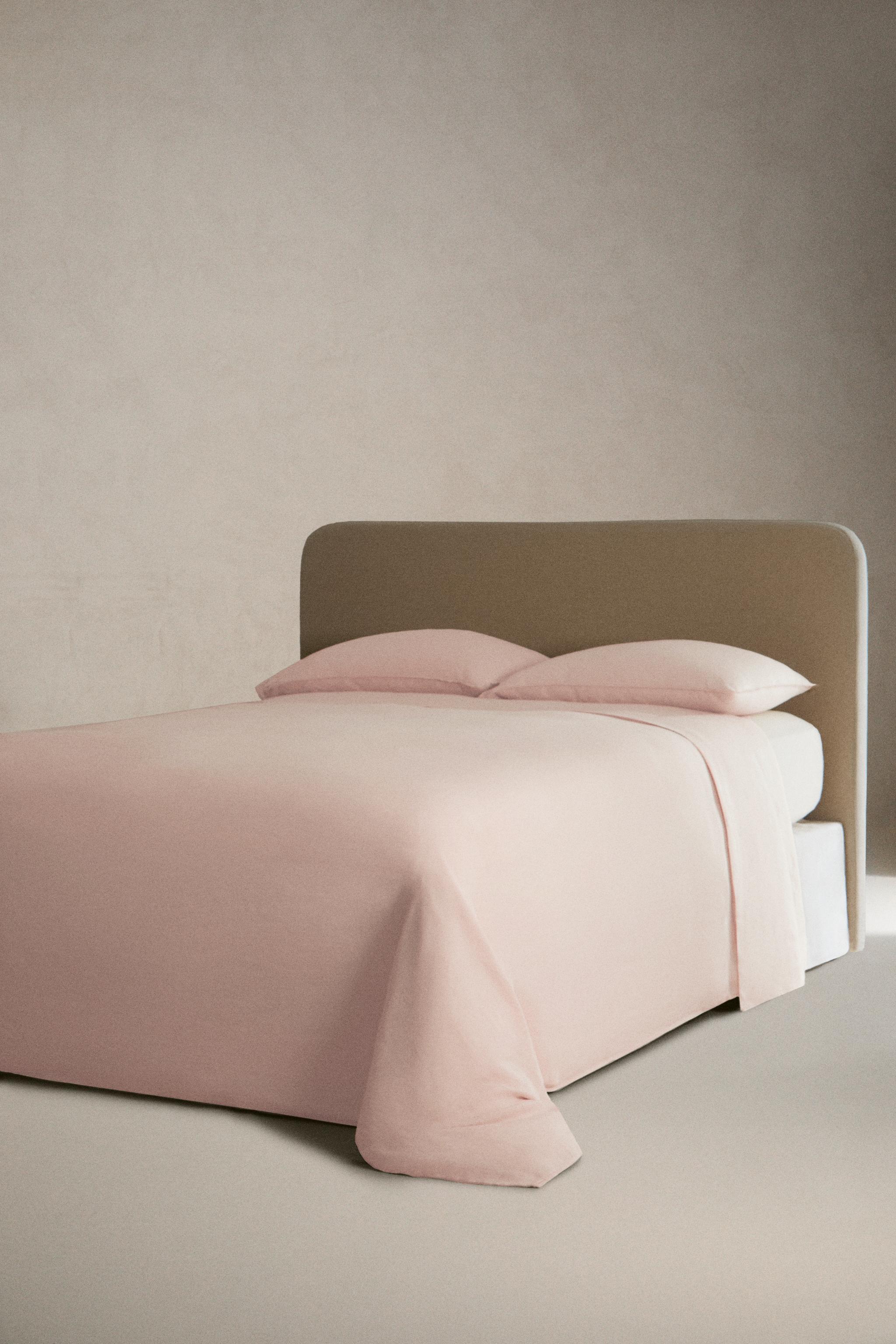 FADED LINEN FITTED SHEET — Pink
