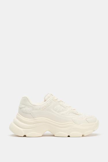 RUNNING SUELA CHUNKY TEJIDO - Blanco Crudo de Zara