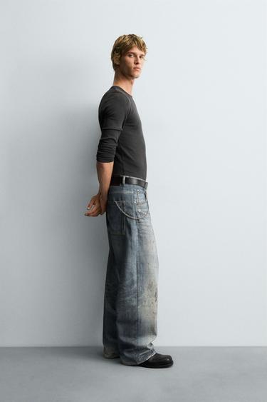 JEAN BAGGY FIT IMPRIMÉ - Bleu roi de Zara - Image 3