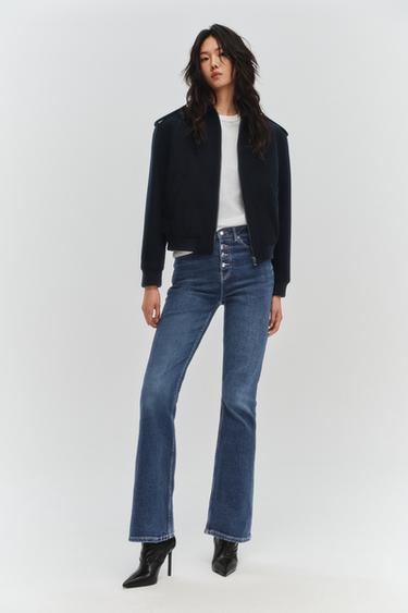 Zara 羊毛飛行員夾克 ZW COLLECTION - 海藍色