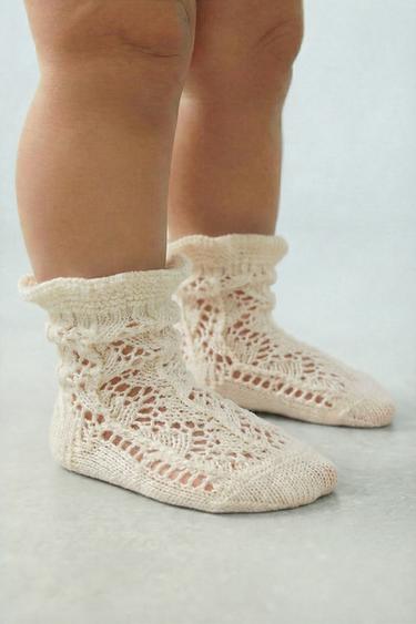 CHAUSSETTES AJOURÉES EN COTON ET SOIE - Écru de Zara - Image 4