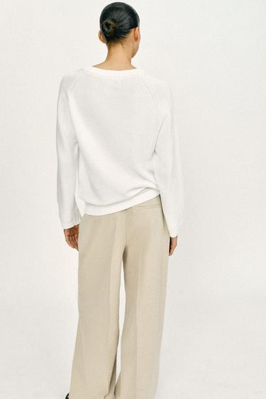 ROUND NECK KNIT JUMPER - White by Zara - Image 2