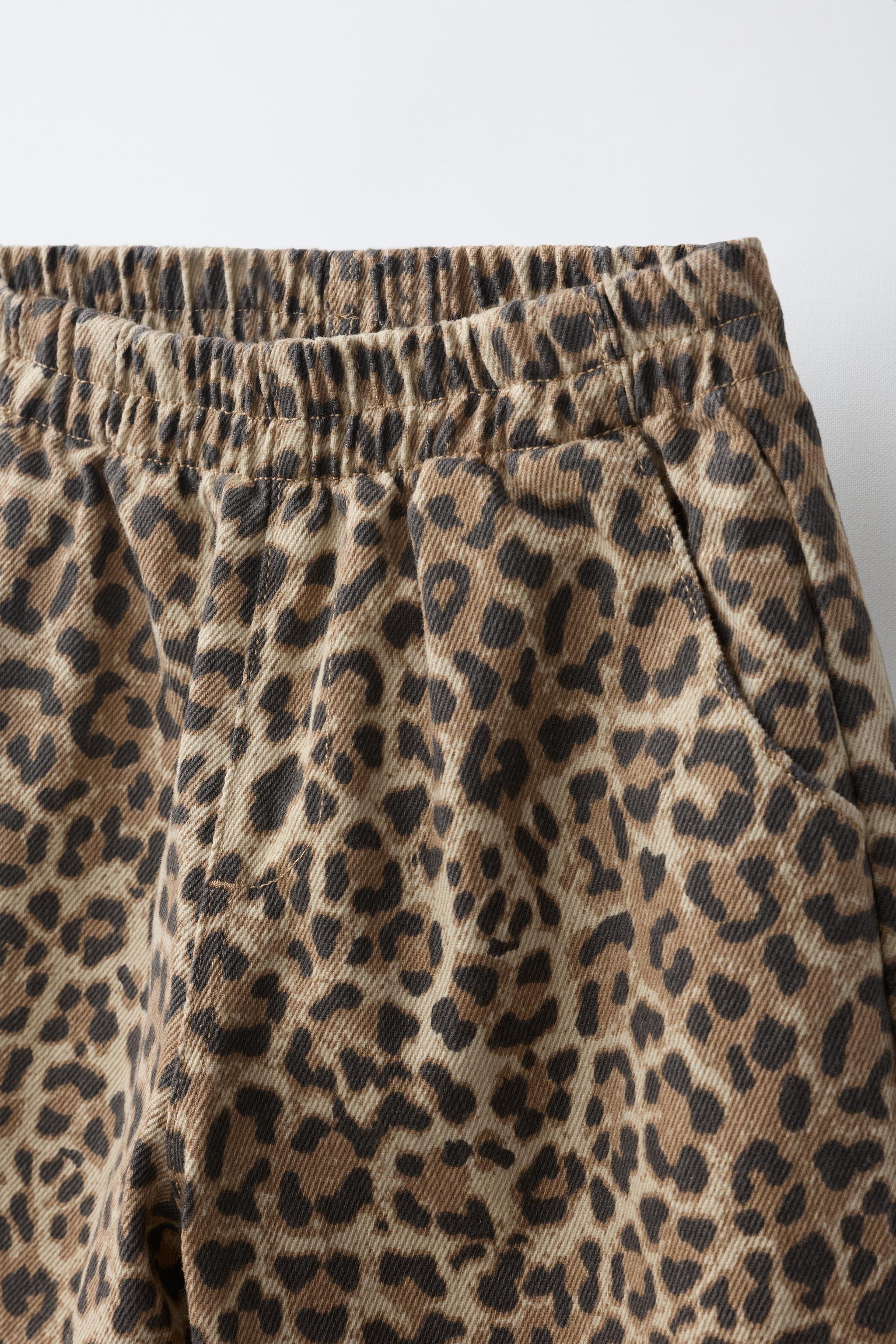 ANIMAL PRINT BALLOON TWILL TROUSERS
