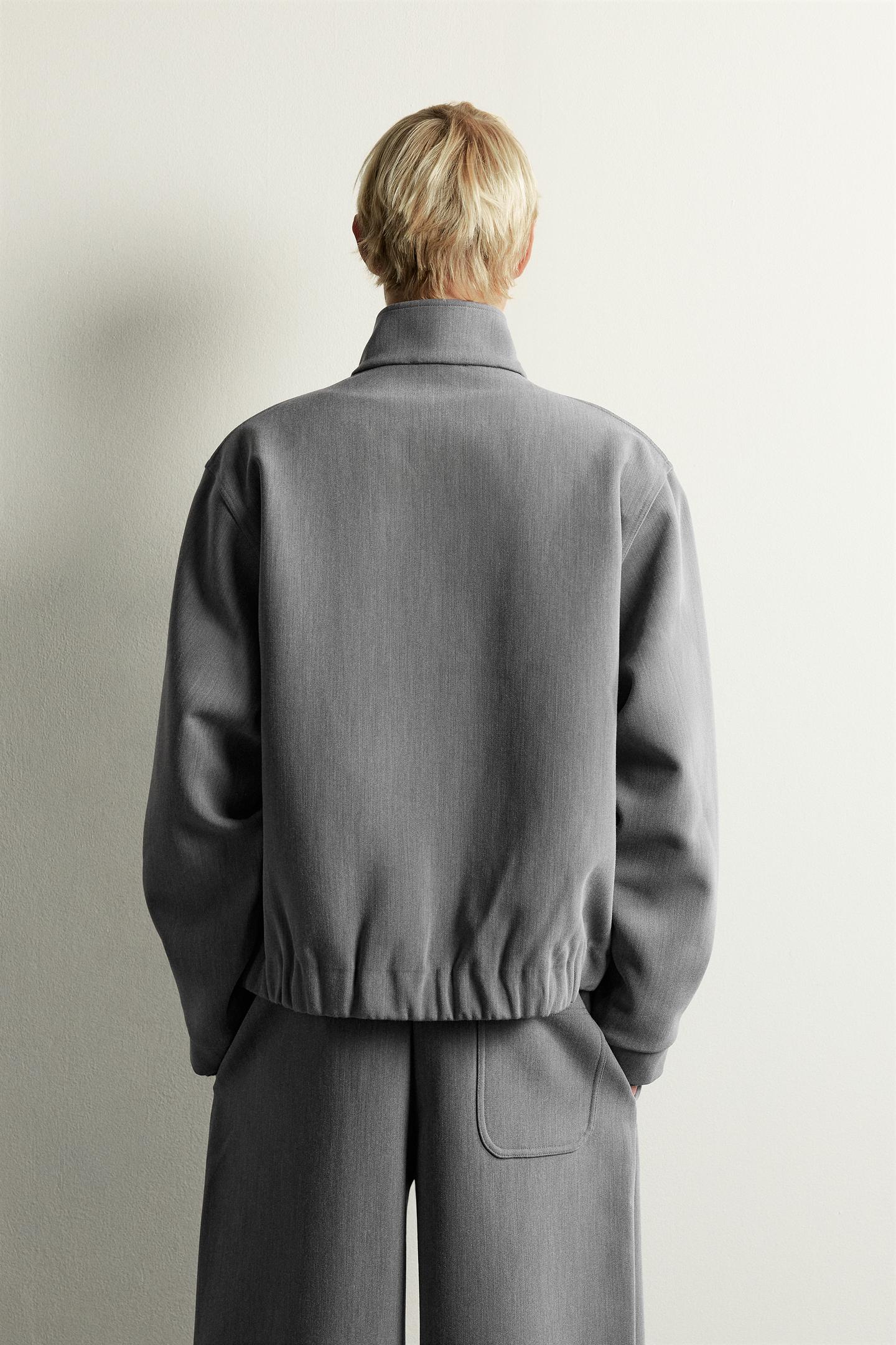 Мужская куртка Zara Relaxed Fit Zip-Up, цвет: Серый — фото 3
