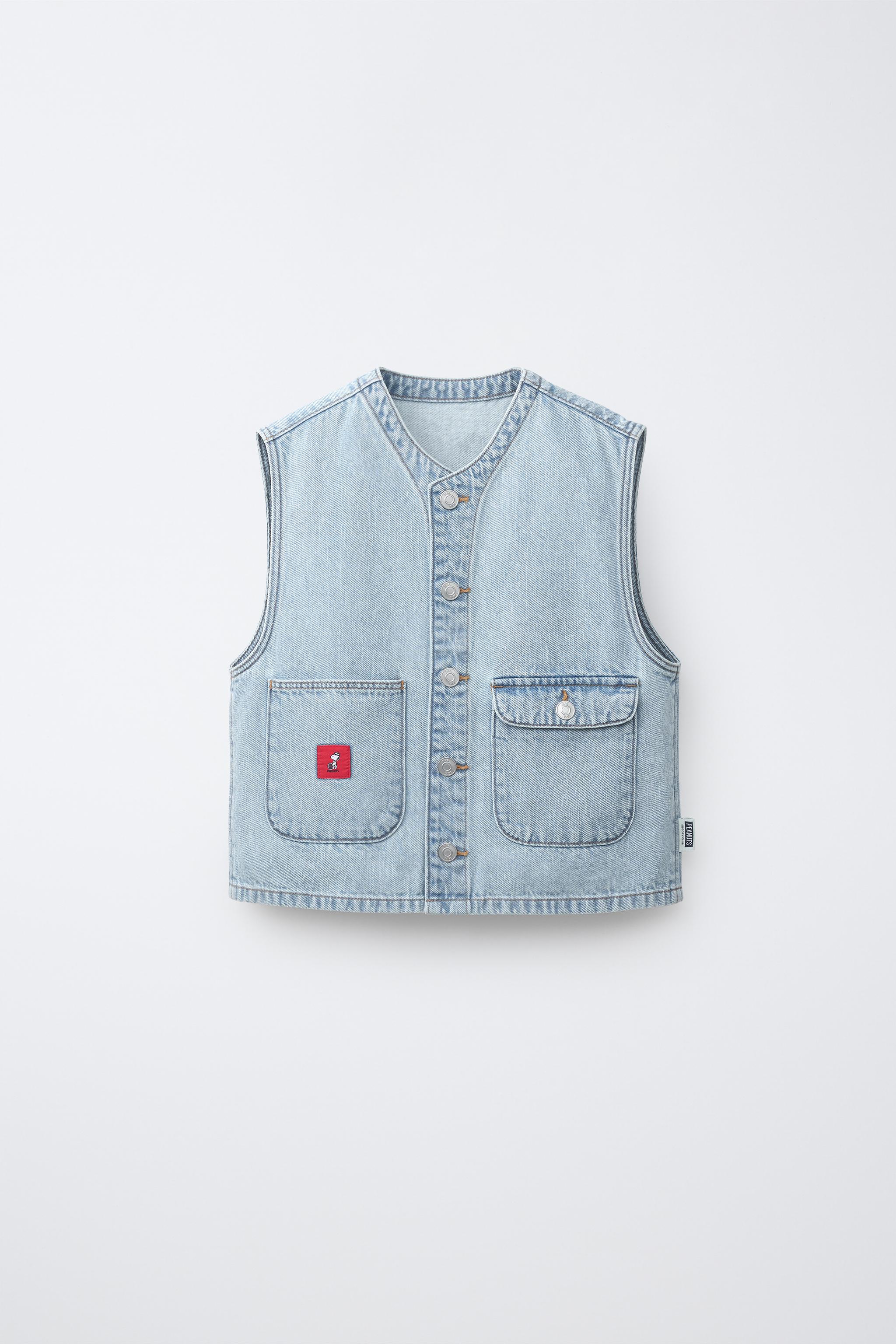 SNOOPY PEANUTS™ DENIM VEST - Light blue | ZARA Canada