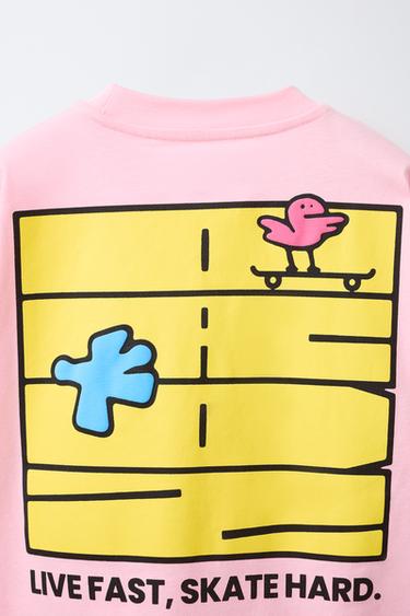 LOGO PRINT T-SHIRT - Pink by Zara - Image 3