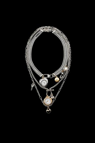 PACK 3 COLLARES RELOJ CHARMS - Plata de Zara - Imagen 0