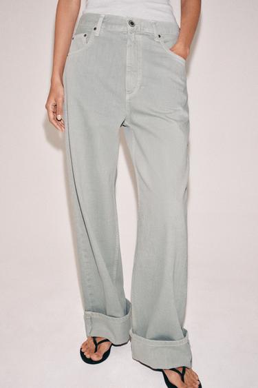 ZW COLLECTION MID-WAIST BAGGY JEANS - Pastel blue by Zara