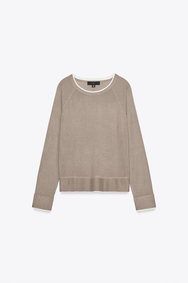 DOUBLE KNIT SWEATER - Mink by Zara