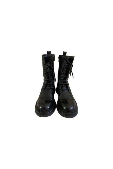 ZARA BIG KIDS LACE UP BLACK LEATHER ANKLE BOOTS