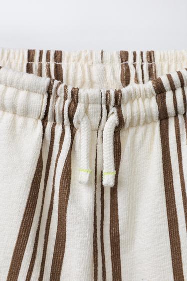 STRIPED BERMUDA SHORTS - Ecru / Brown by Zara - Image 2