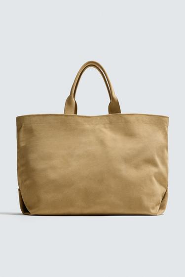 BOLSA TOTE BAG DE COURO - Marrom-torrado da Zara
