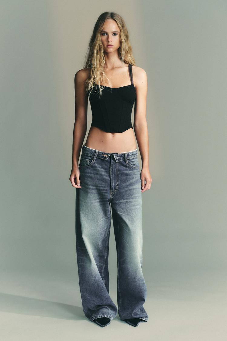 TOP CORSET JACQUARD Noir ZARA France