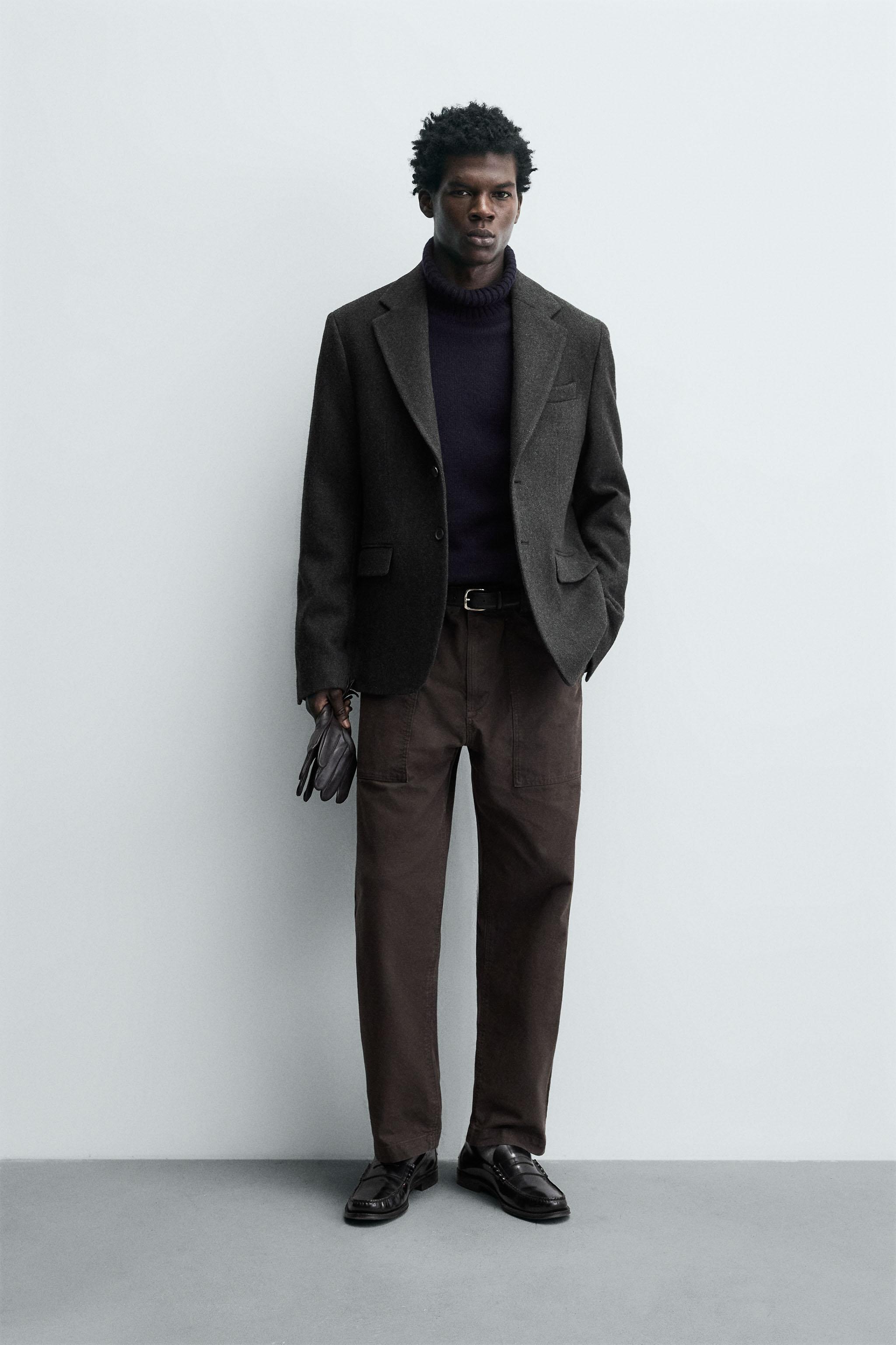 HERRINGBONE TEXTURED BLAZER