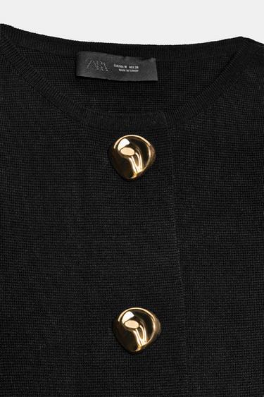 GILET EN MAILLE COURT - Noir de Zara - Image 6