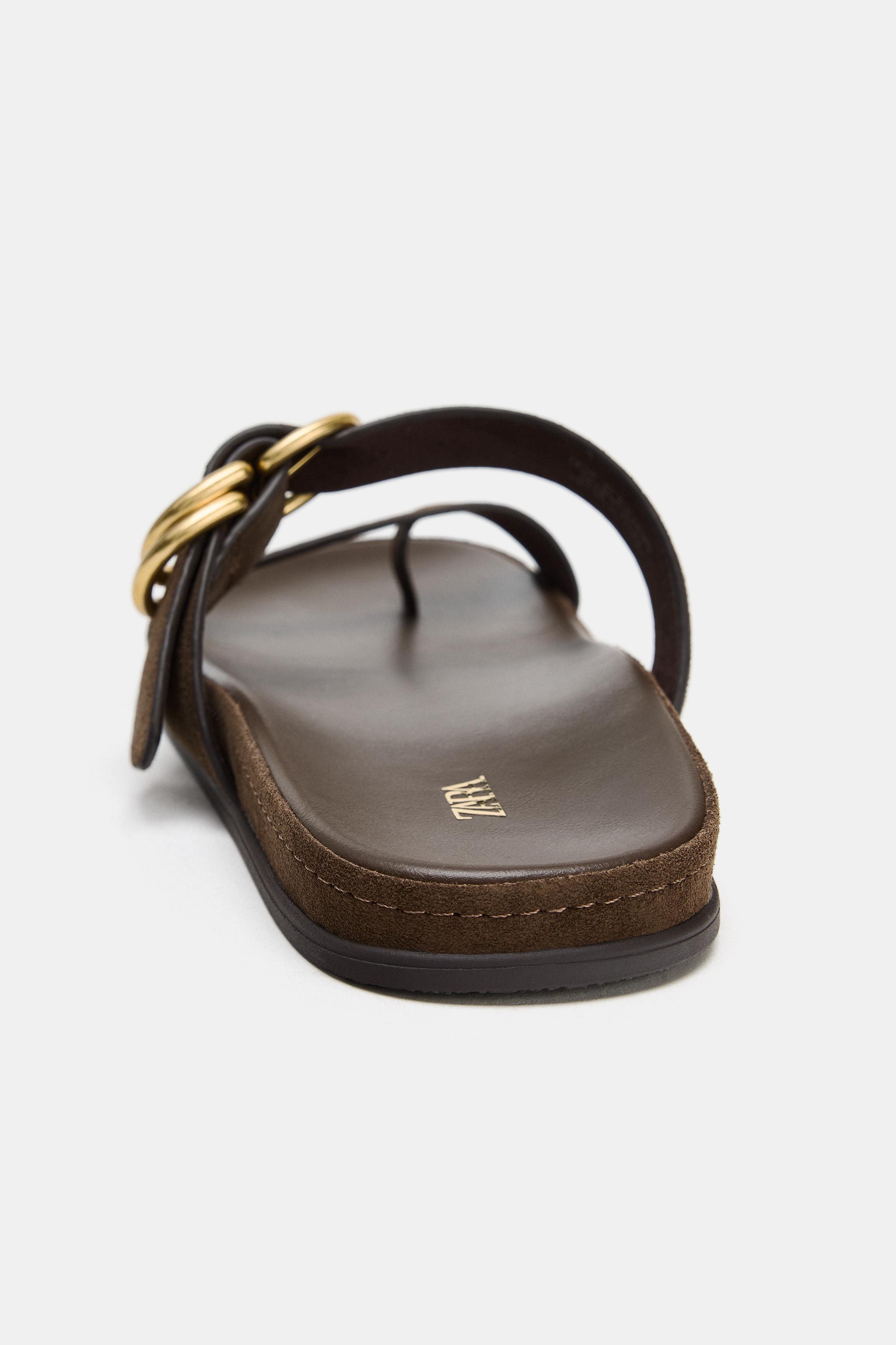 SUEDE FLAT SANDALS