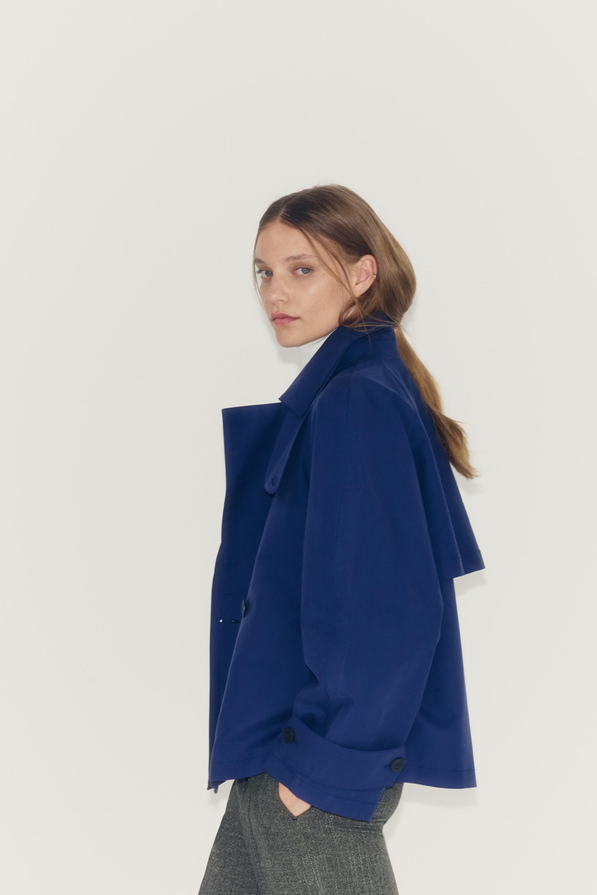 ZWコレクション ショートトレンチコート - 濃青 | ZARA Japan / 日本