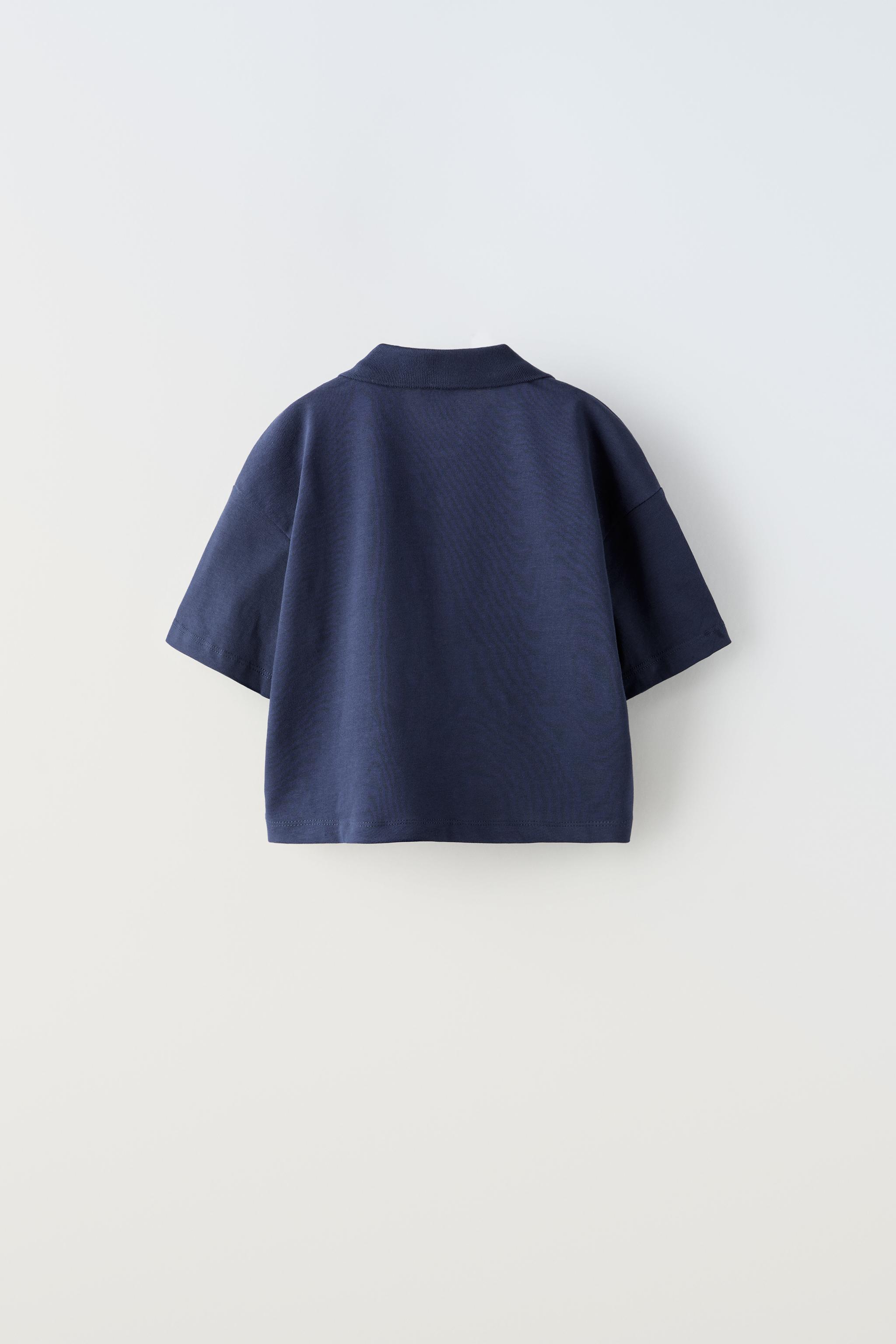 EMBROIDERED TEXT POLO SHIRT - Blue