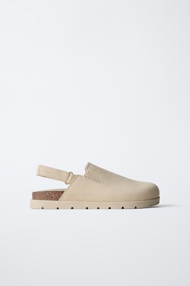SABOTS EN CUIR - Blanc écru de Zara