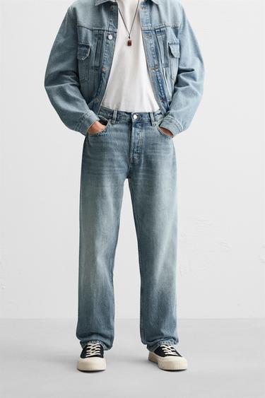 STRAIGHT-LEG JEANS - Mid-blue by Zara