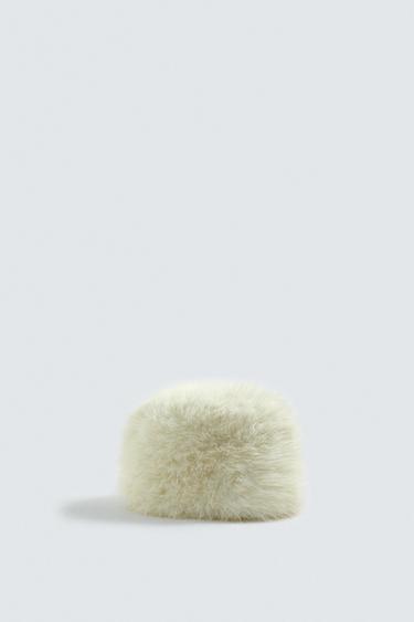 Zara HARRY LAMBERT FOR ZARA X DISNEY FAUX FUR HAT - Ecru