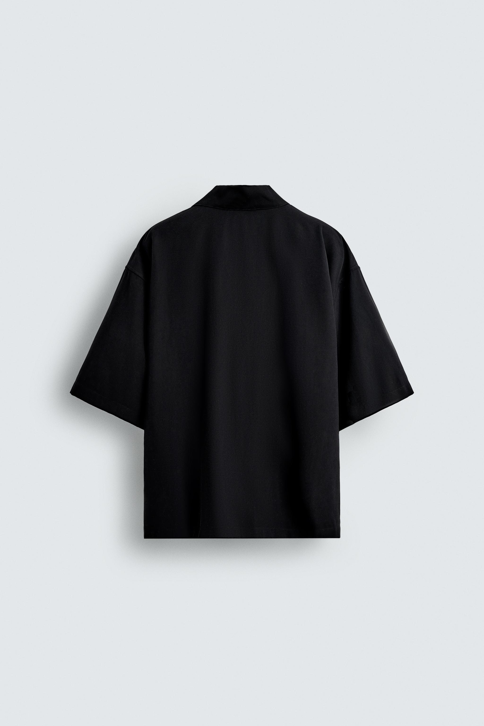 FLOWY SHIRT WITH EMBROIDERED TEXT - Black | ZARA United States