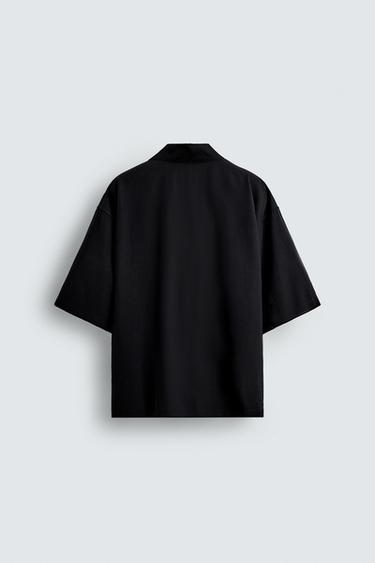 EMBROIDERED TEXT FLOWING SHIRT - Black de Zara - Image 7