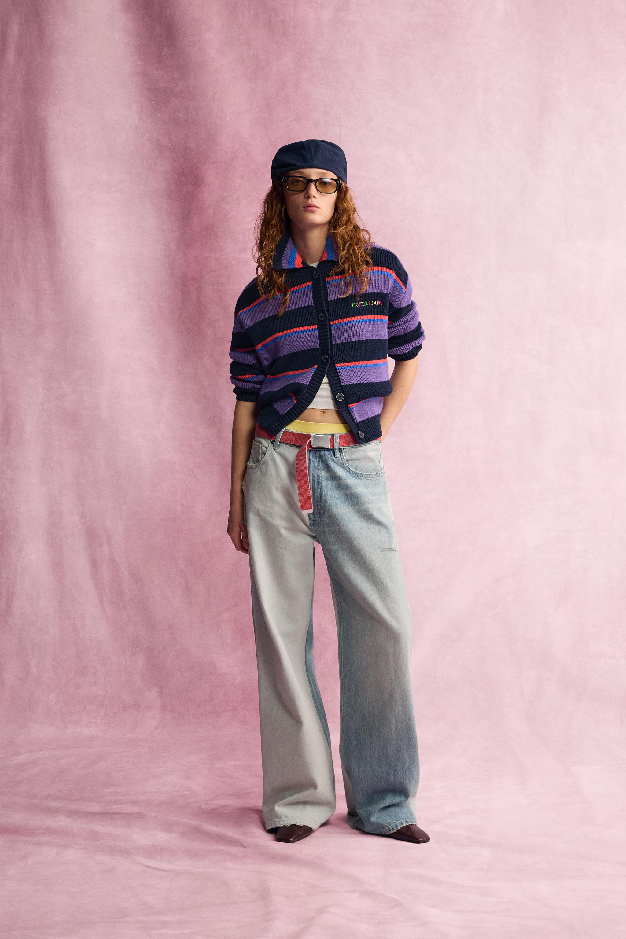 Zara FRUIT OF THE LOOM™ ÇİZGİLİ TRİKO HIRKA