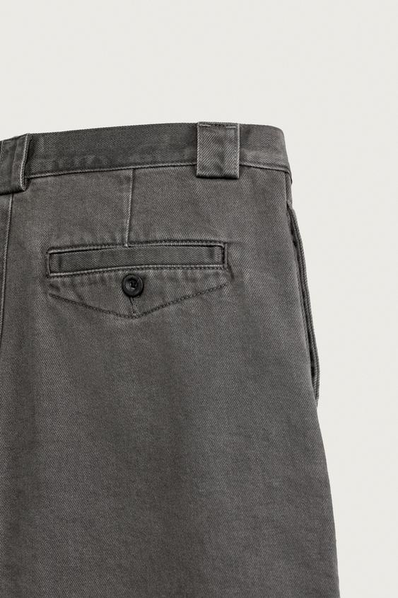 PANTALON CHINO RELAXED FIT À PLIS - Vert gris de Zara - Image 8