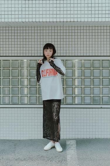 오버사이즈 텍스트 티셔츠 - Zara 화이트