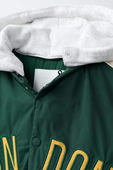 WATER-REPELLENT BOMBER JACKET WITH DETACHABLE FLEECE HOODIE - Green by Zara - Image 9