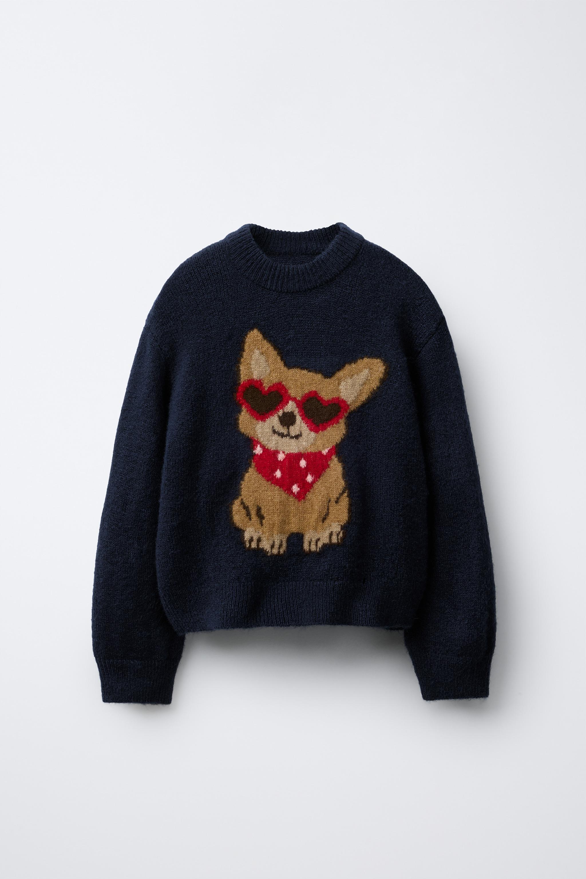 PULL EN MAILLE AVEC CHIEN