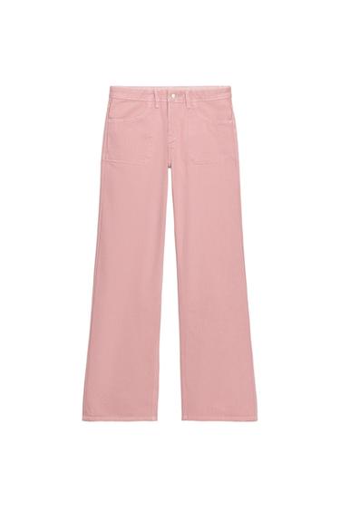Zara TRF REVERSIBLE MID-RISE JEANS - Pink