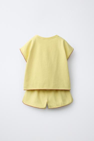 ENSEMBLE T-SHIRT ET BERMUDA EN CONTRASTE - Jaune clair de Zara - Image 1